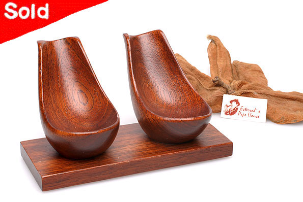 RO-EL Pipe Holder Solid Briarwood for 2 Pipes Estate